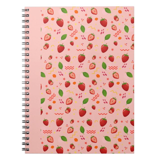 Cute Strawberry Pattern Notebook (Front)