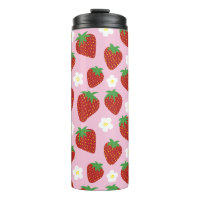Cute Strawberry Pattern on Pink Background