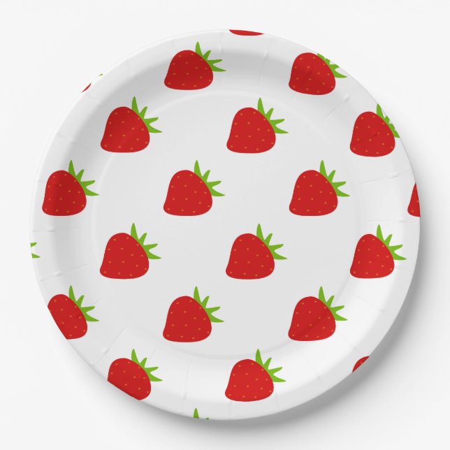 Cute Strawberry Pattern Paper Plate (Front)