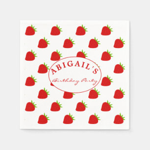 Cute Strawberry Pattern Personalised Napkin
