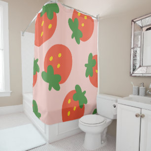 Cute strawberry pattern shower curtain