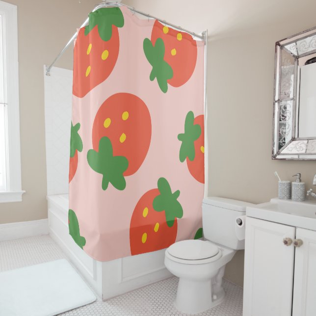 Cute strawberry pattern shower curtain (In Situ)