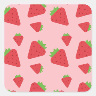 Cute Strawberry Pattern Square Sticker
