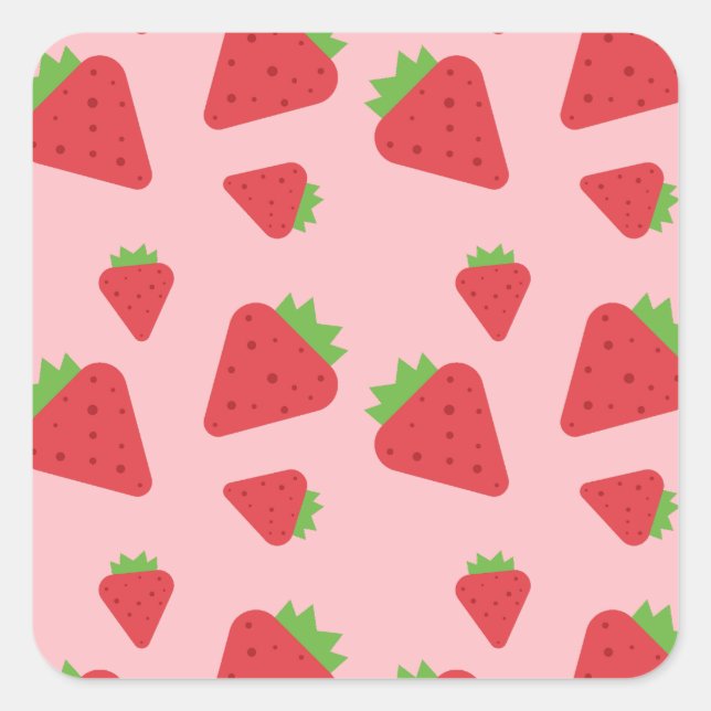 Cute Strawberry Pattern  Square Sticker (Front)
