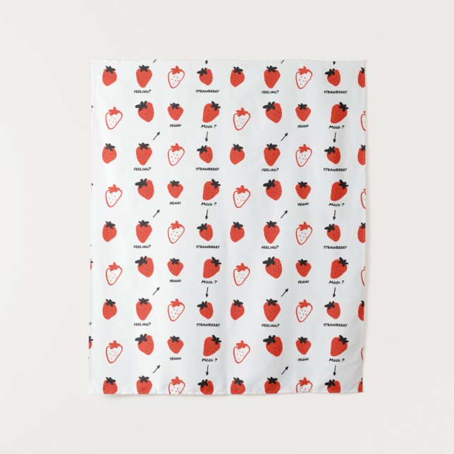 Cute Strawberry Pattern Tapestry Room Decor (Front)