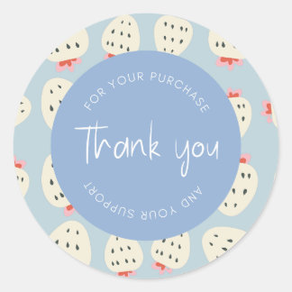Cute Strawberry Pattern "Thank You" Packaging Classic Round Sticker