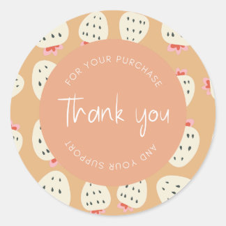 Cute Strawberry Pattern "Thank You" Packaging Classic Round Sticker