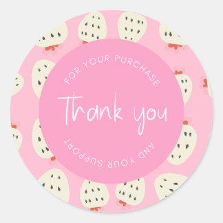 Cute Strawberry Pattern "Thank You" Packaging Classic Round Sticker
