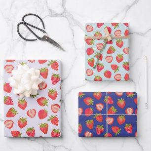Cute Strawberry Pattern Wrapping Paper Sheet