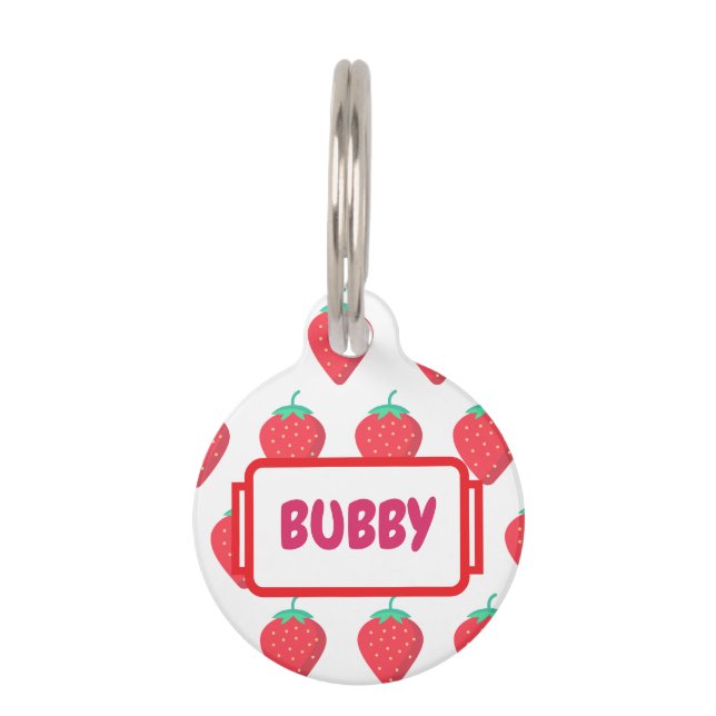 Cute Strawberry Pet Lover Aesthetic Pattern Tag (Front)