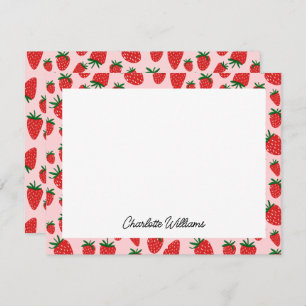 Cute Strawberry Pink Pattern Personalised Card