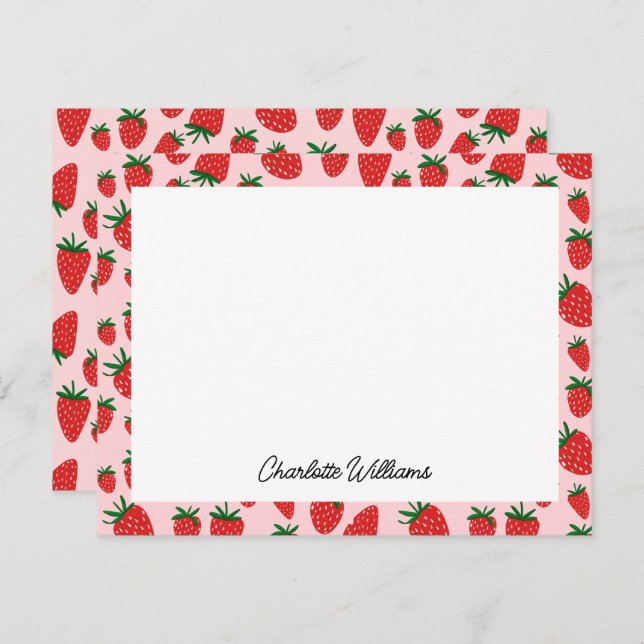 Cute Strawberry Pink Pattern Personalised Card (Front/Back)