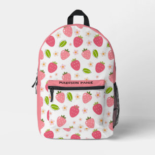 Cute Strawberry Pink Travel Printed Backpack