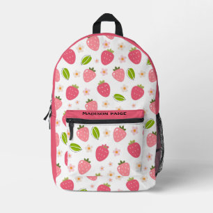 Cute Strawberry Pink Travel  Printed Backpack