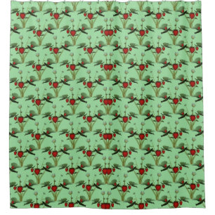 Cute Strawberry Plants Design Shower Curtain