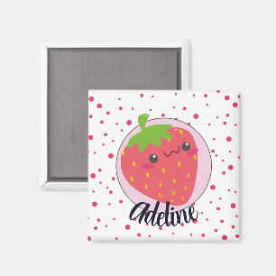 Cute Strawberry Polka Dot Personalised Magnet