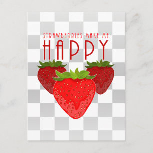 Cute Strawberry Quote Design Kawaii Fruit Postcard