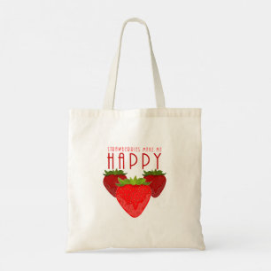Cute Strawberry Quote Design Kawaii Fruit Tote Bag