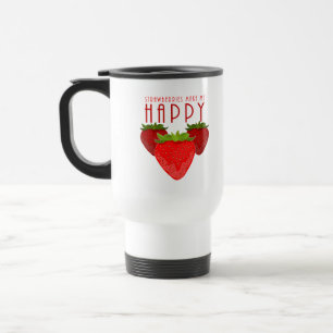 Cute Strawberry Quote Design   Kawaii Fruit Travel Mug