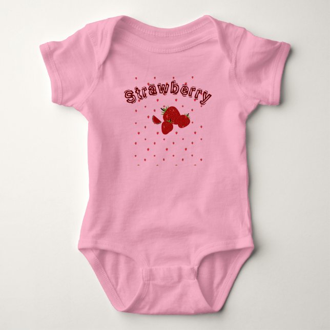 Cute Strawberry  Summer  Baby Bodysuit (Front)