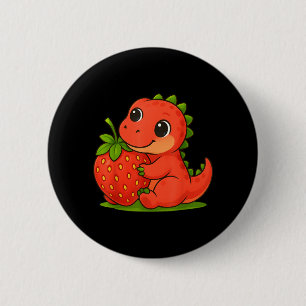 Cute Strawberry Summer Fruit Lover Dinosaur T Rex 6 Cm Round Badge