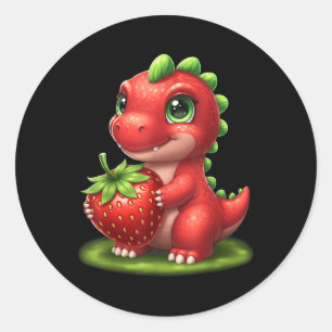 Cute Strawberry Summer Fruit Lover Dinosaur T Rex  Classic Round Sticker