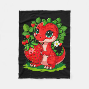 Cute strawberry summer fruit lover dinosaur t rex fleece blanket