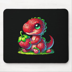 Cute Strawberry Summer Fruit Lover Dinosaur T Rex  Mouse Mat