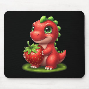 Cute Strawberry Summer Fruit Lover Dinosaur T Rex Mouse Mat