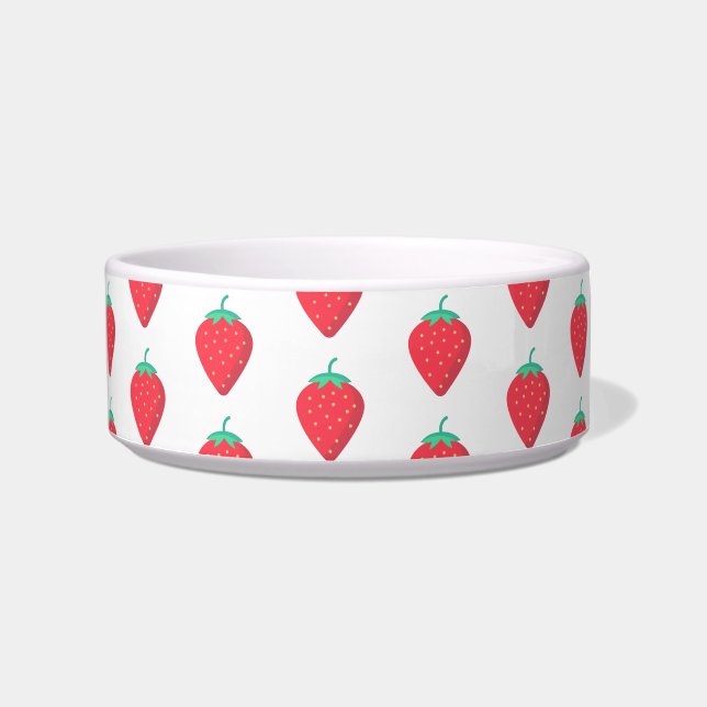 Cute Strawberry Summer Pet Lover Aesthetic Pattern Bowl (Front)
