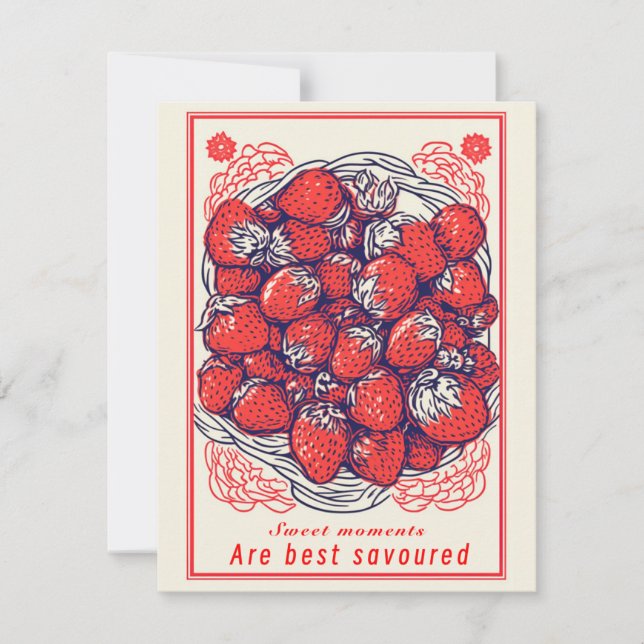 Cute Strawberry Sweet Moments Greeting Card (Front)