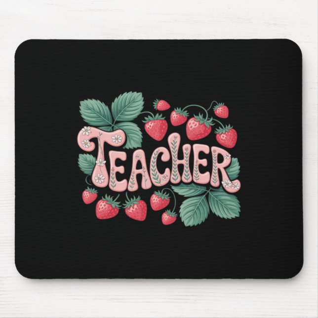 Cute Strawberry Teacher Mouse Mat (Front)