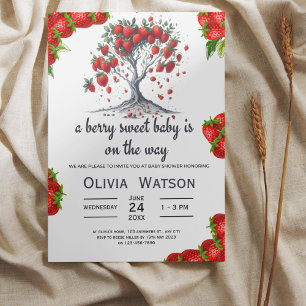 Cute Strawberry tree Berry Sweet Baby Shower  Invitation