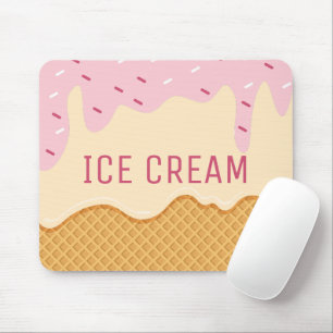 Cute strawberry vanilla ice cream Cute Dessert Mouse Mat