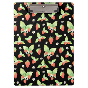 Cute Strawberry Watercolor Botanical Pattern Clipboard