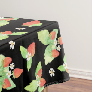 Cute Strawberry Watercolor Botanical Pattern Tablecloth
