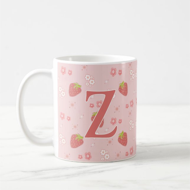 Cute Strawberry with Flowers.  Coffee Mug (Left)