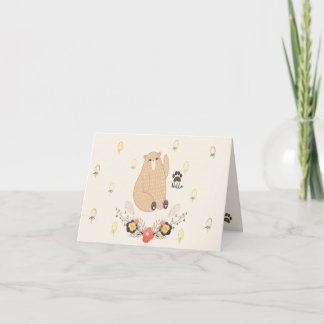 Cute Strawvberry Hello Bear Folded Note Card
