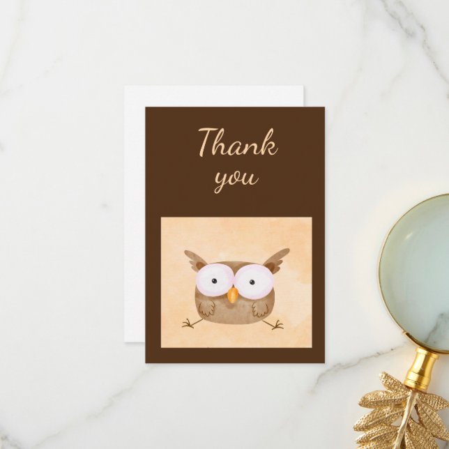 Cute Stressed Owl Bird Animal Humour Thank You (Front/Back In Situ)