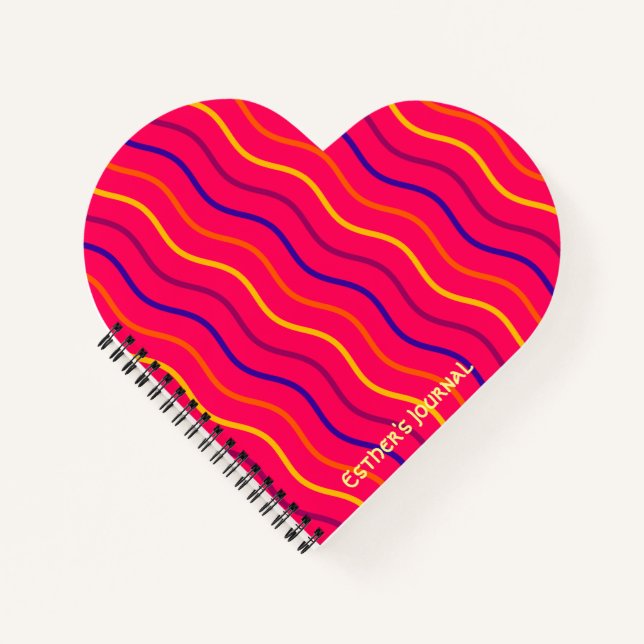 Cute Stripe Custom Personalised Name Pink  Notebook (Front)