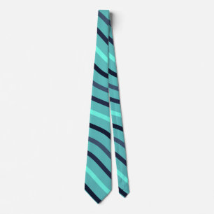 Cute Stripe Wavy Line Geometry  Colourful Blue Tie