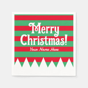 Cute striped elf suit custom Christmas party Napkin