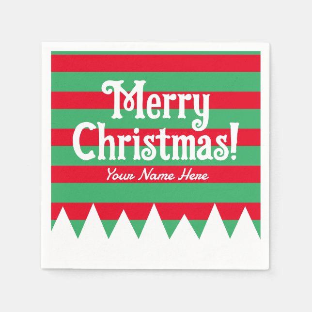 Cute striped elf suit custom Christmas party  Napkin (Front)