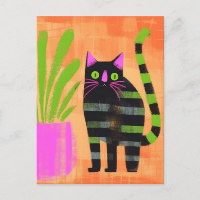 Cute Striped Kitty Postcard (Front)