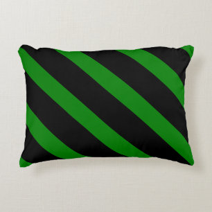 Cute Striped Pattern in Black and Kelly Green Decorative Cushion
