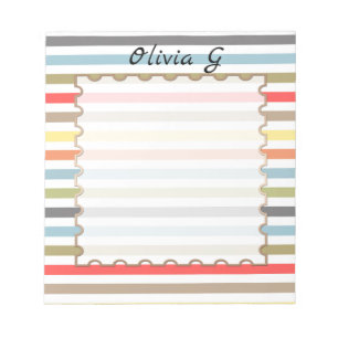 Cute striped pattern , striped , multi-coloured st notepad