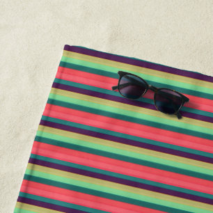 Cute Striped vintage colours Beach Towel