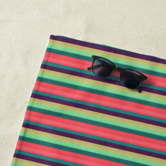 Cute Striped vintage colours Beach Towel