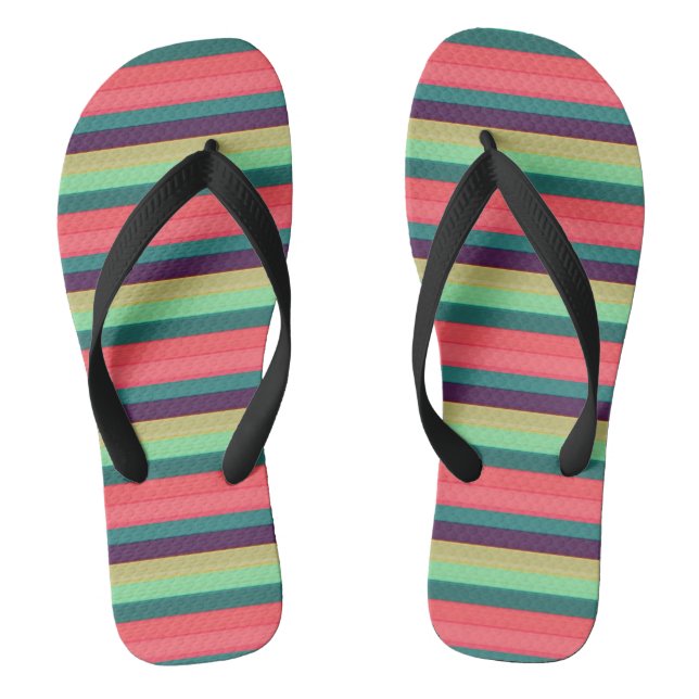 Cute Striped vintage colours Flip Flops (Footbed)