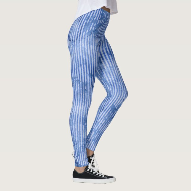 cute Stripes and Florals Blue Legging Women's (Right)